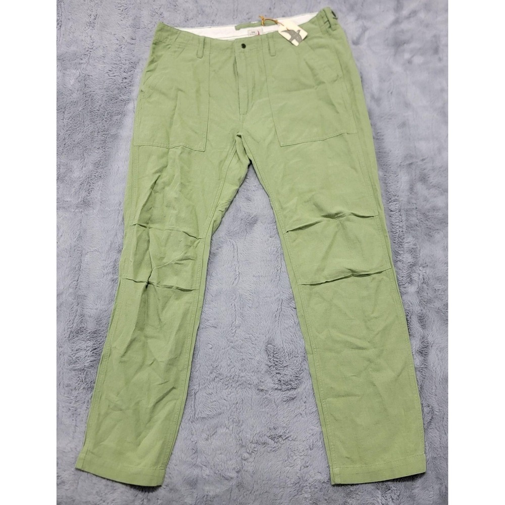 Relwen Pants Mens 36x34 Light Olive Cotton Linen Blend Supply Canvas Utility